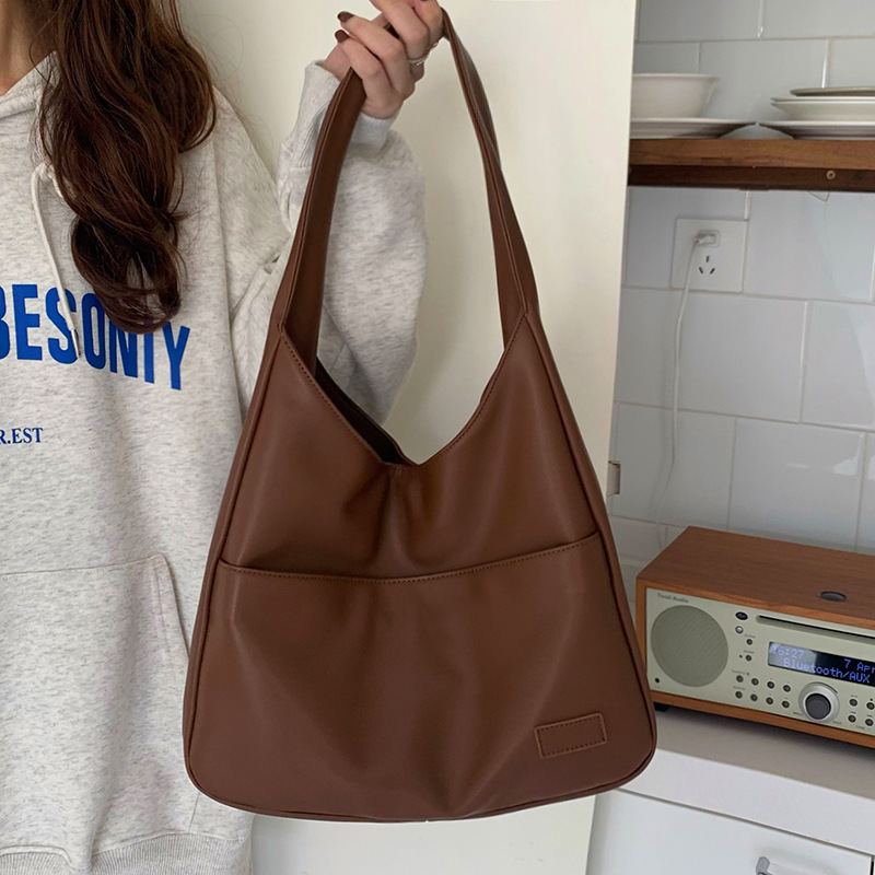 Vintage Soft Leather Large Capacity Tote Bag - Casual Versatile Shoulder Bag for College Students, 2025 Fashion Trend