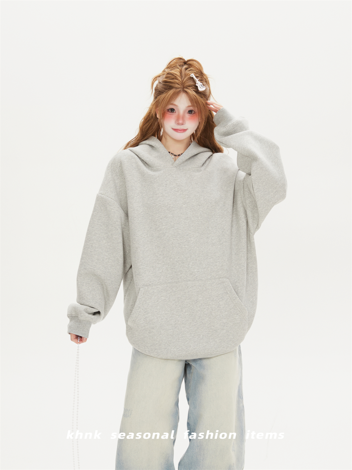 Vintage Solid Color Heavyweight Hoodie for Women - Loose Casual Sweatshirt for Spring and Autumn, 90s Inspired Fashion