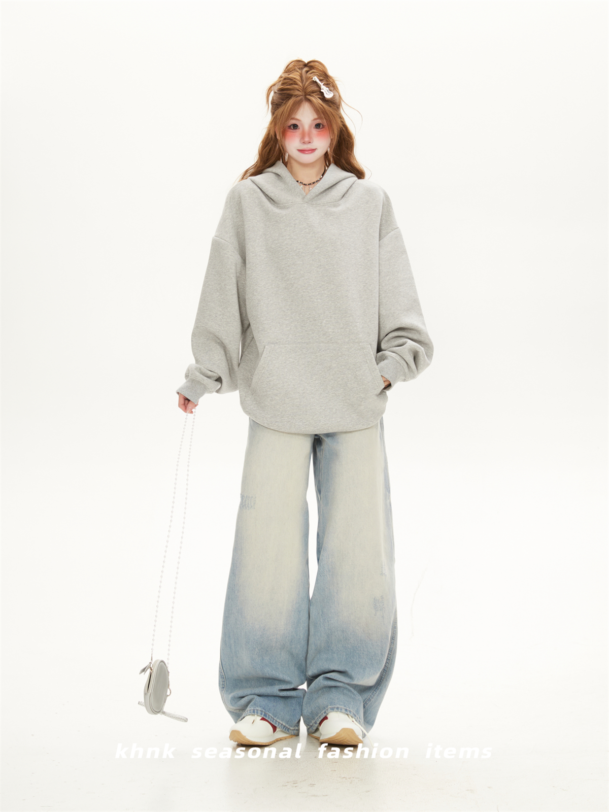 Vintage Solid Color Heavyweight Hoodie for Women - Loose Casual Sweatshirt for Spring and Autumn, 90s Inspired Fashion