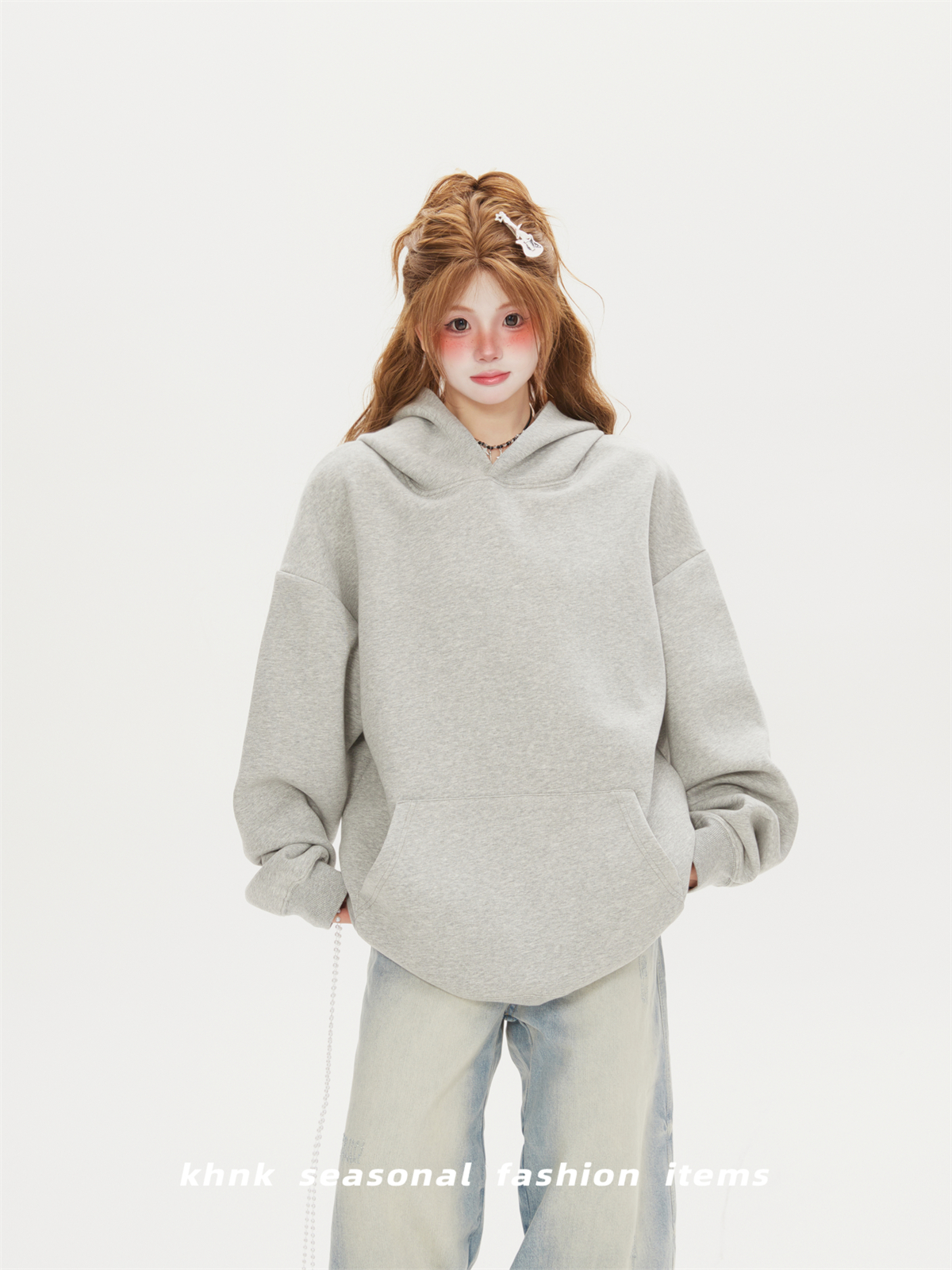 Vintage Solid Color Heavyweight Hoodie for Women - Loose Casual Sweatshirt for Spring and Autumn, 90s Inspired Fashion