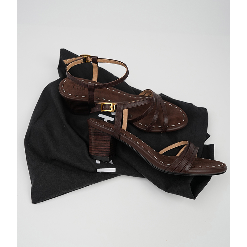 Vintage-Style Open-Toe Sandals for Women, Chunky Mid-Heel Retro Shoes, Backless Summer Commuter Footwear