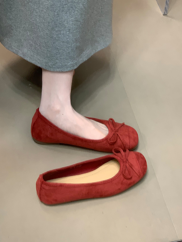Vintage-Style Suede Ballet Flats for Women, Shallow Mouth Loafers with Bow, 2025 Fashion, Comfortable Everyday Shoes Vintage-Style Suede Ballet Flats for Women, Shallow Mouth Loafers with Bow, 2025 Fashion, Comfortable Everyday Shoes