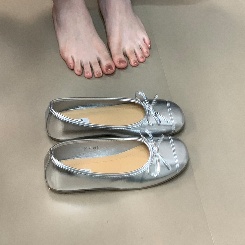 Vintage-Style Suede Ballet Flats for Women, Shallow Mouth Loafers with Bow, 2025 Fashion, Comfortable Everyday Shoes