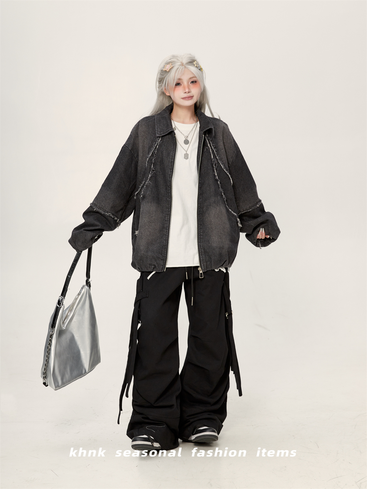 Vintage Tie-Dye Oversized Distressed Patchwork Denim Jacket for Women - Versatile Spring Autumn Outerwear with a High-End Feel