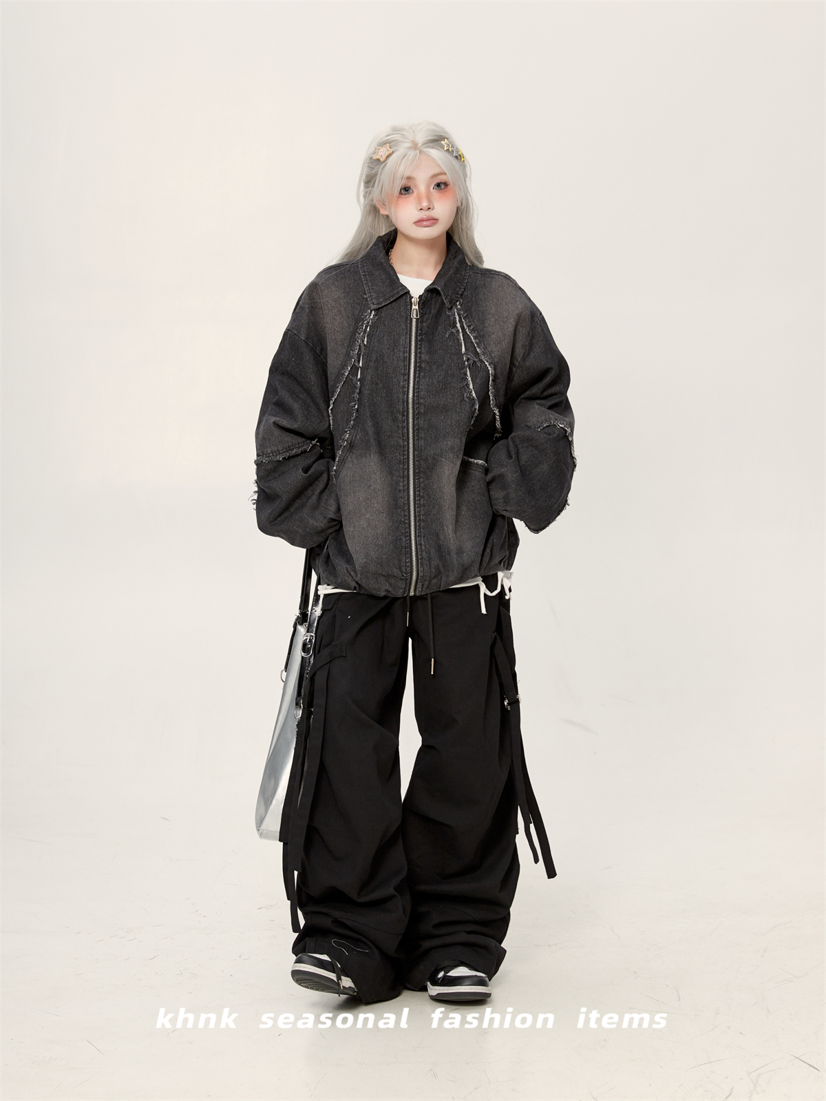 Vintage Tie-Dye Oversized Distressed Patchwork Denim Jacket for Women - Versatile Spring Autumn Outerwear with a High-End Feel