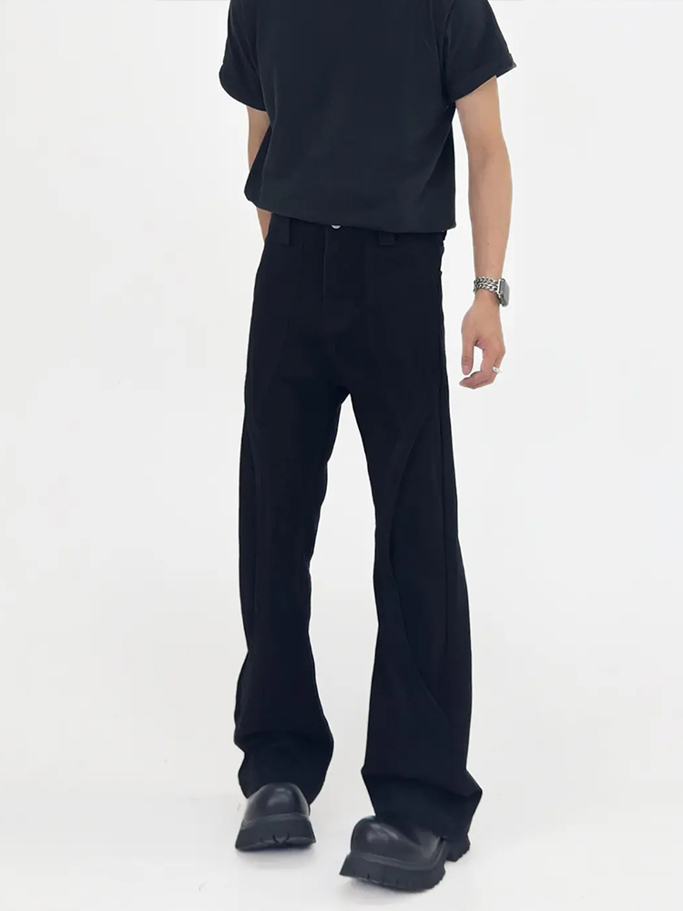 Vintage Vibe Black Micro Flare Jeans for Men, Deconstructed Slim Fit Long Pants, Trendy 90s Style Vintage Vibe Black Micro Flare Jeans for Men, Deconstructed Slim Fit Long Pants, Trendy 90s Style