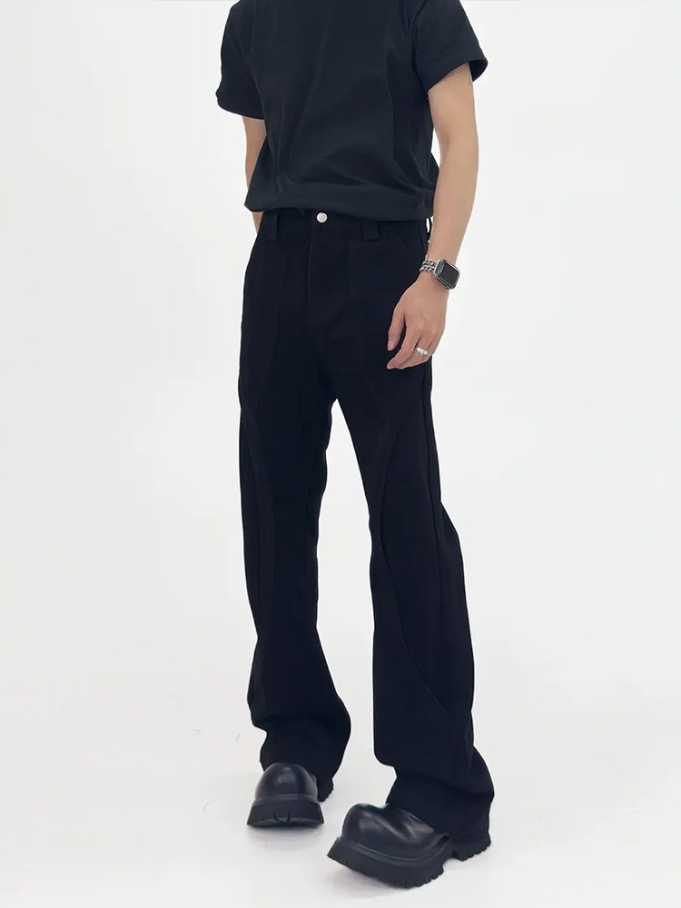 Vintage Vibe Black Micro Flare Jeans for Men, Deconstructed Slim Fit Long Pants, Trendy 90s Style Vintage Vibe Black Micro Flare Jeans for Men, Deconstructed Slim Fit Long Pants, Trendy 90s Style