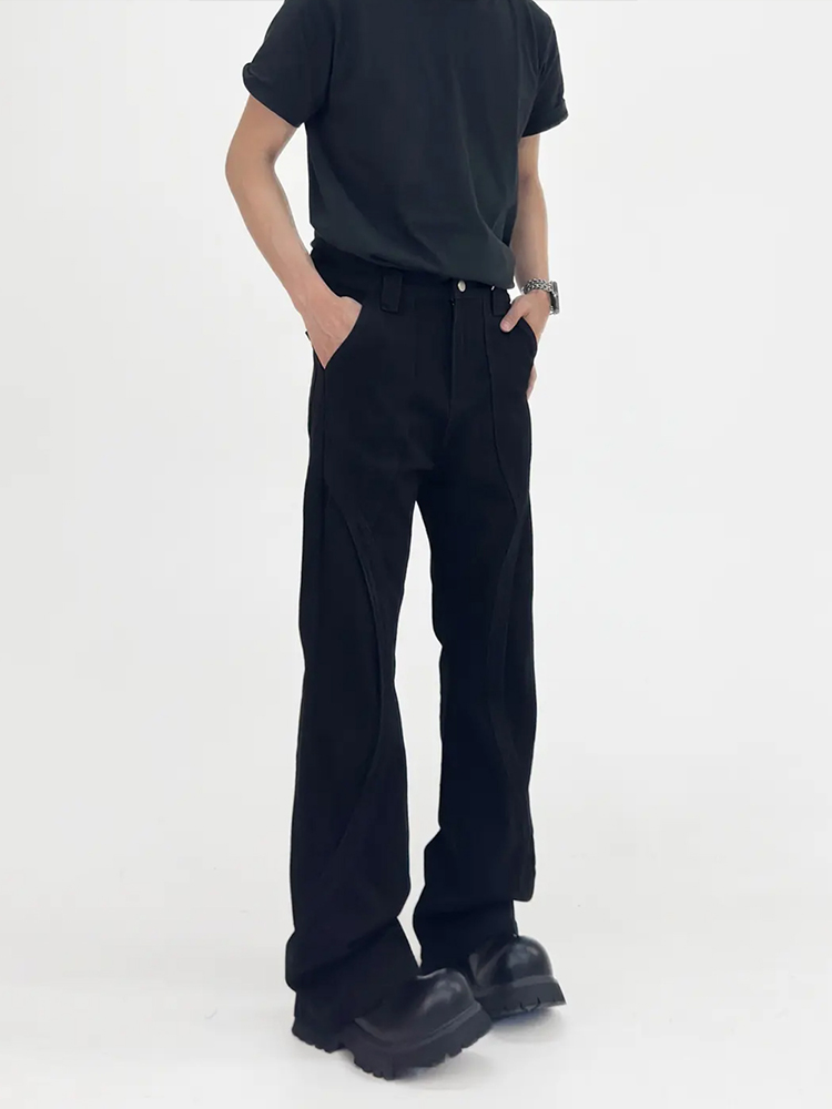 Vintage Vibe Black Micro Flare Jeans for Men, Deconstructed Slim Fit Long Pants, Trendy 90s Style Vintage Vibe Black Micro Flare Jeans for Men, Deconstructed Slim Fit Long Pants, Trendy 90s Style