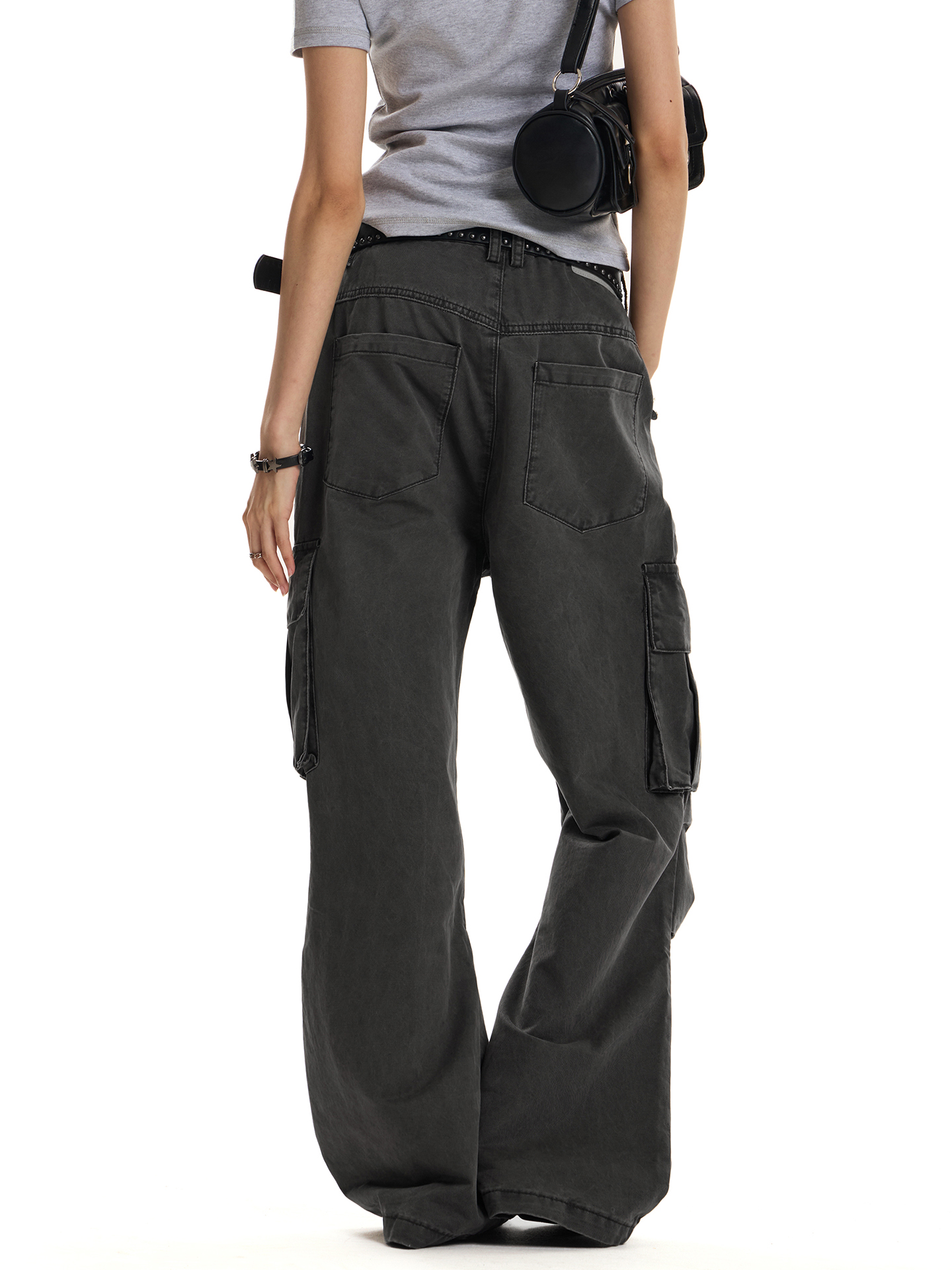 Vintage Wash Distressed Cargo Pants for Men and Women, Trendy Multi-Pocket Loose Fit, Casual Slightly Wrinkled Style Vintage Wash Distressed Cargo Pants for Men and Women, Trendy Multi-Pocket Loose Fit, Casual Slightly Wrinkled Style