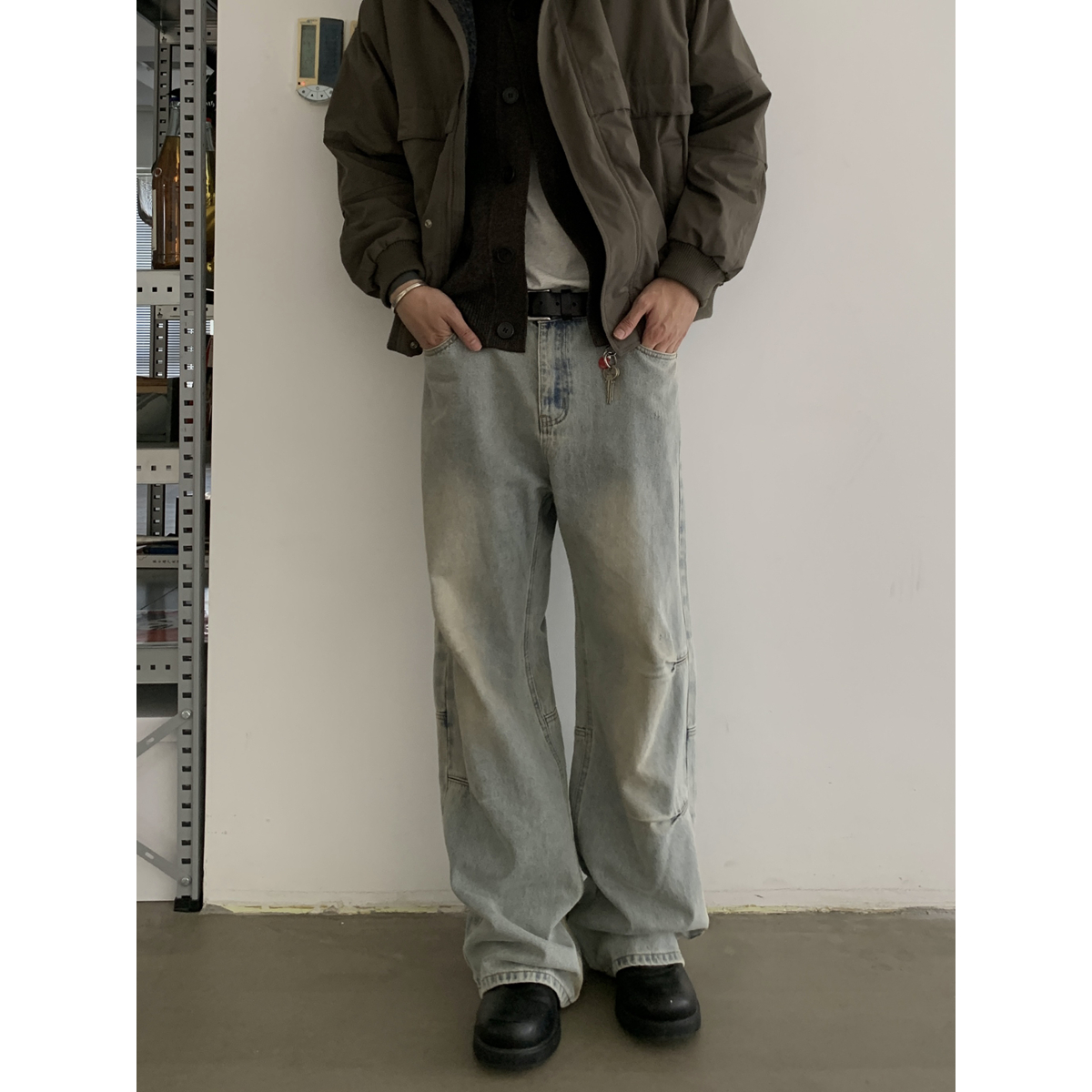 Vintage Washed Distressed Baggy Jeans for Unisex - Trendy Loose Straight Casual Pants in American Style