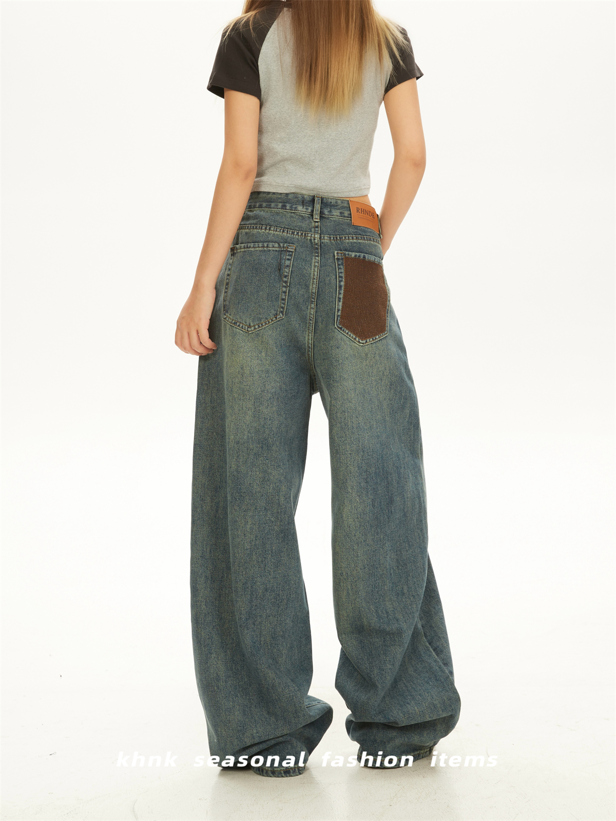 Vintage Washed Distressed Slim High-Waisted Jeans & Loose Draped Floor-Length Wide-Leg Pants for Women - Spring Autumn Fashion Vintage Washed Distressed Slim High-Waisted Jeans & Loose Draped Floor-Length Wide-Leg Pants for Women - Spring Autumn Fashion