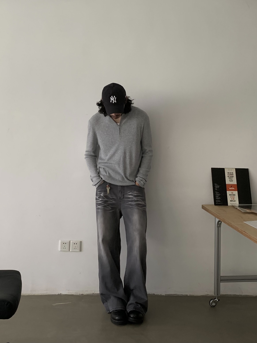 Vintage Washed Loose Straight Cat Whisker Jeans for Men and Women - Clean Fit Long Pants, Trendy American Style Fashion Vintage Washed Loose Straight Cat Whisker Jeans for Men and Women - Clean Fit Long Pants, Trendy American Style Fashion