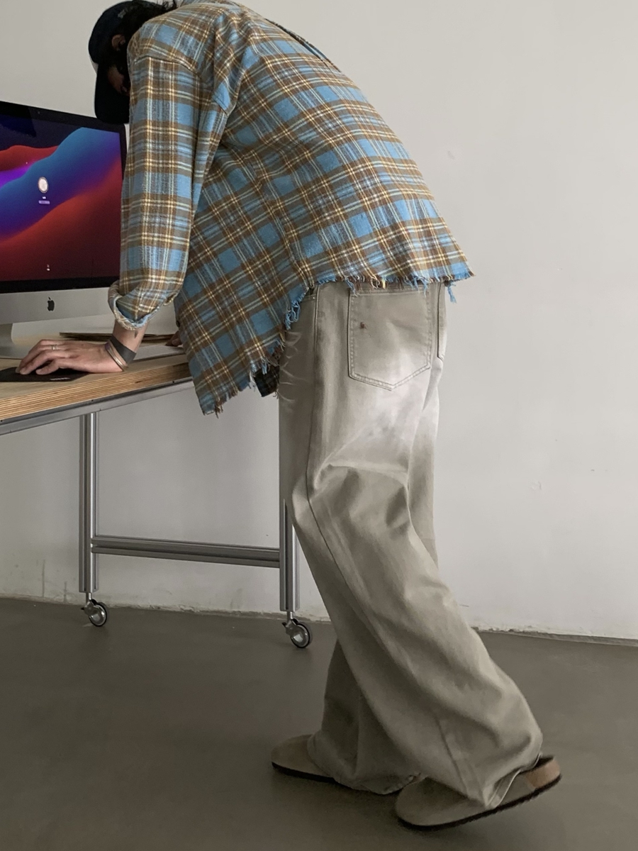 Vintage Washed Loose Straight Cat Whisker Jeans for Men and Women - Clean Fit Long Pants, Trendy American Style Fashion Vintage Washed Loose Straight Cat Whisker Jeans for Men and Women - Clean Fit Long Pants, Trendy American Style Fashion