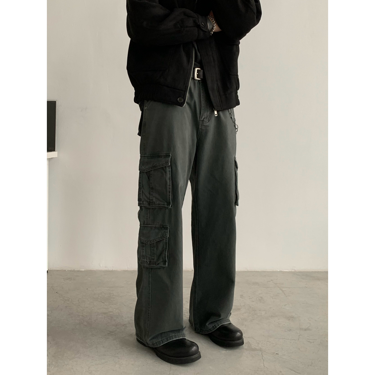 Vintage Water-Washed Unisex American Work Pants - Japanese Streetwear Straight Fit for a Retro 90s Style Look