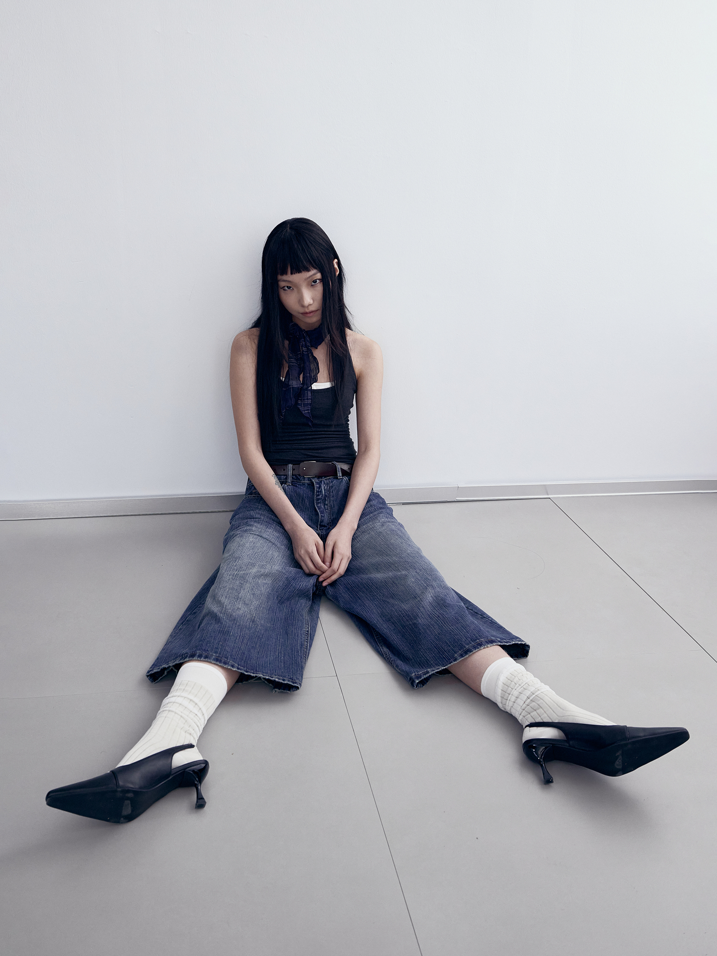 Washed Bamboo Stripe 3/4 Denim Pants for Men and Women - Unisex High Street Straight Shorts - Vintage 90s Style Fashion Washed Bamboo Stripe 3/4 Denim Pants for Men and Women - Unisex High Street Straight Shorts - Vintage 90s Style Fashion