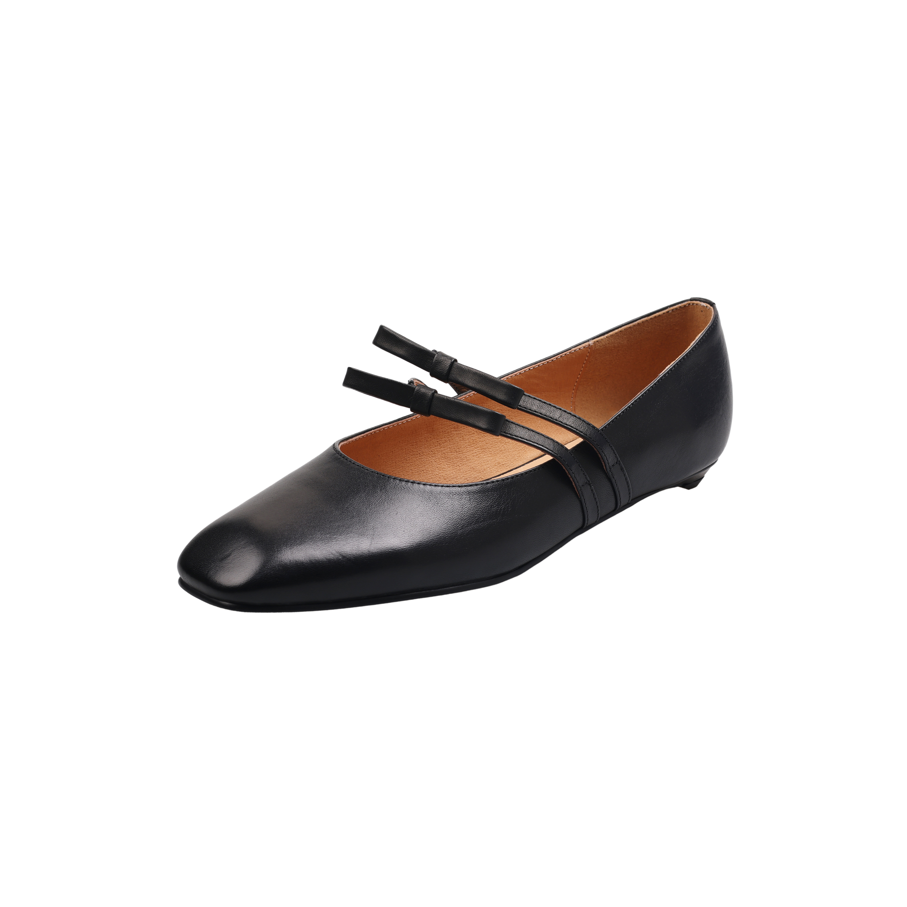 Water-Washed Cowhide Ballet Flats for Women - Exquisite French Design with Bow - Spring Single Shoes