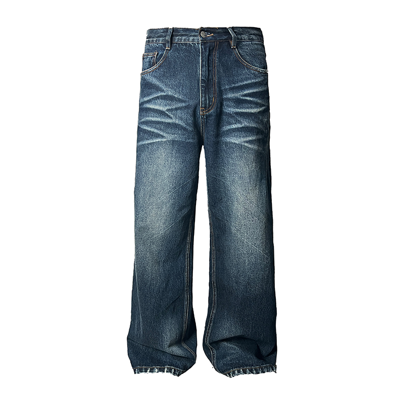 Water Wave Pattern Loose Straight Micro Flare Jeans - 90s Inspired Denim for Trendy Casual Style