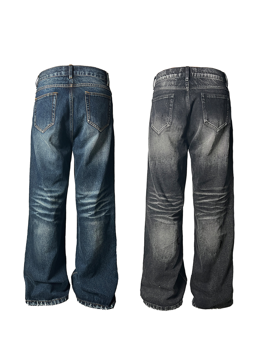 Water Wave Pattern Loose Straight Micro Flare Jeans - 90s Inspired Denim for Trendy Casual Style Water Wave Pattern Loose Straight Micro Flare Jeans - 90s Inspired Denim for Trendy Casual Style