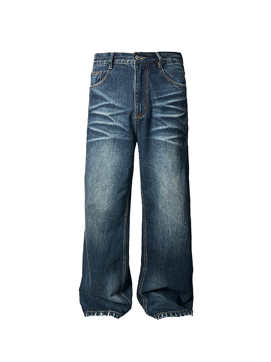 Water Wave Pattern Loose Straight Micro Flare Jeans - 90s Inspired Denim for Trendy Casual Style Water Wave Pattern Loose Straight Micro Flare Jeans - 90s Inspired Denim for Trendy Casual Style