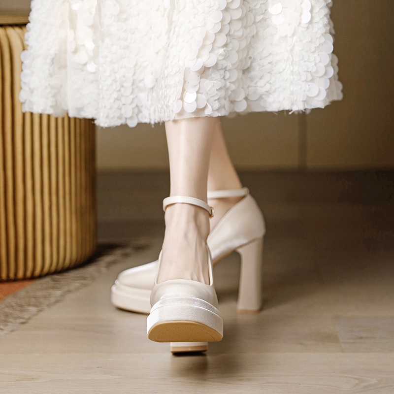 Waterproof Platform High Heels for Women - Thick-Soled Mary Jane Design, Height-Increasing Bridesmaid & Wedding Shoes Waterproof Platform High Heels for Women - Thick-Soled Mary Jane Design, Height-Increasing Bridesmaid & Wedding Shoes