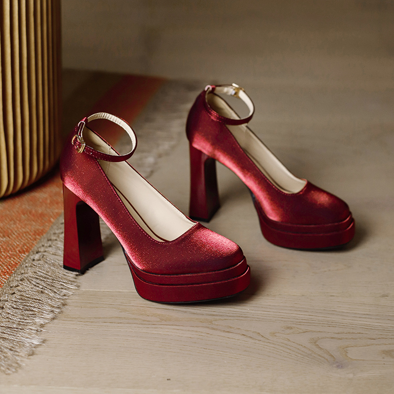 Waterproof Platform High Heels for Women - Thick-Soled Mary Jane Design, Height-Increasing Bridesmaid & Wedding Shoes Waterproof Platform High Heels for Women - Thick-Soled Mary Jane Design, Height-Increasing Bridesmaid & Wedding Shoes