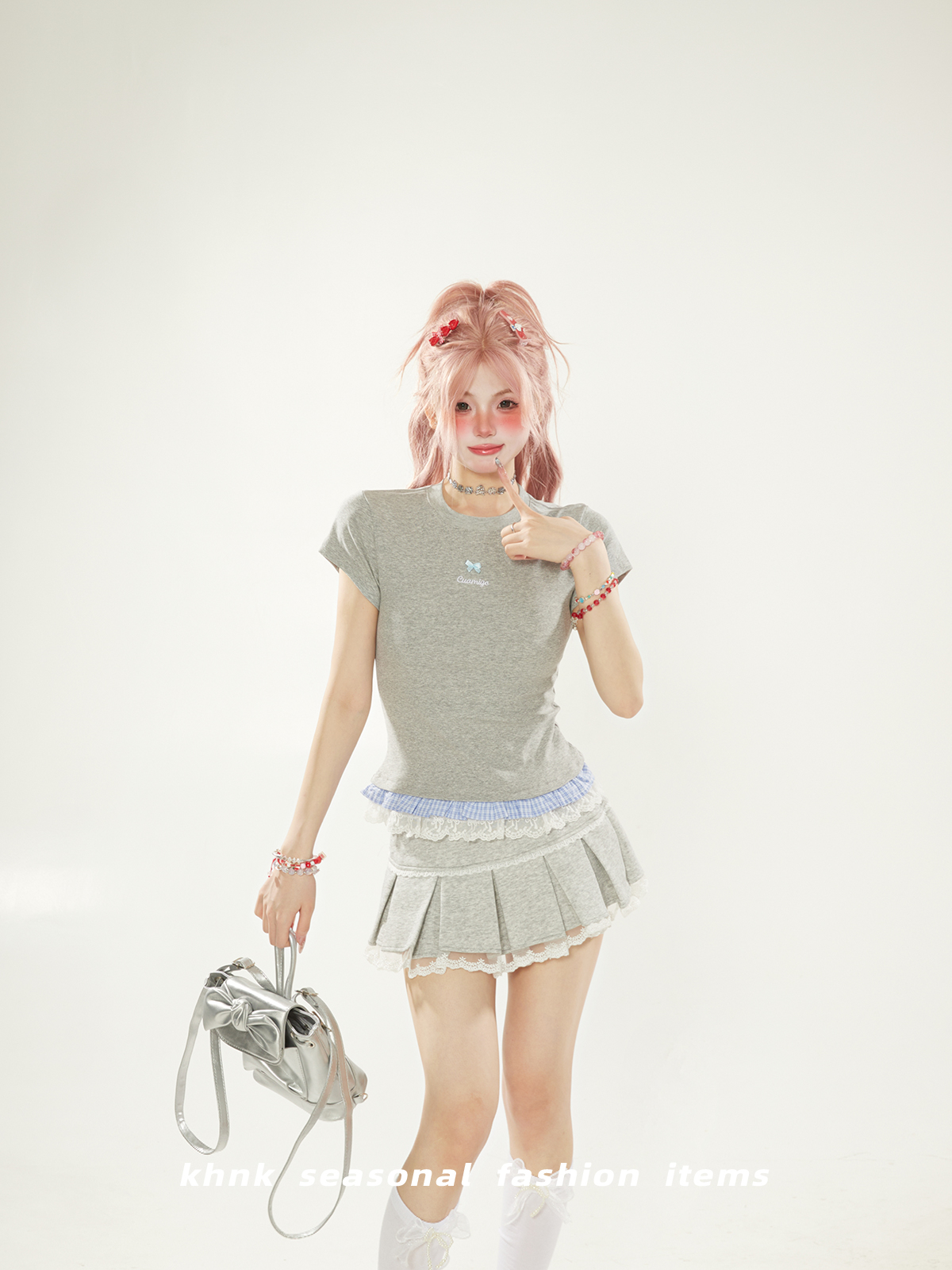 White Checkered Lace Spliced Shoulder Short Sleeve T-Shirt for Women - Summer Dopamine Outfit, Korean Style Slim Fashion Top White Checkered Lace Spliced Shoulder Short Sleeve T-Shirt for Women - Summer Dopamine Outfit, Korean Style Slim Fashion Top