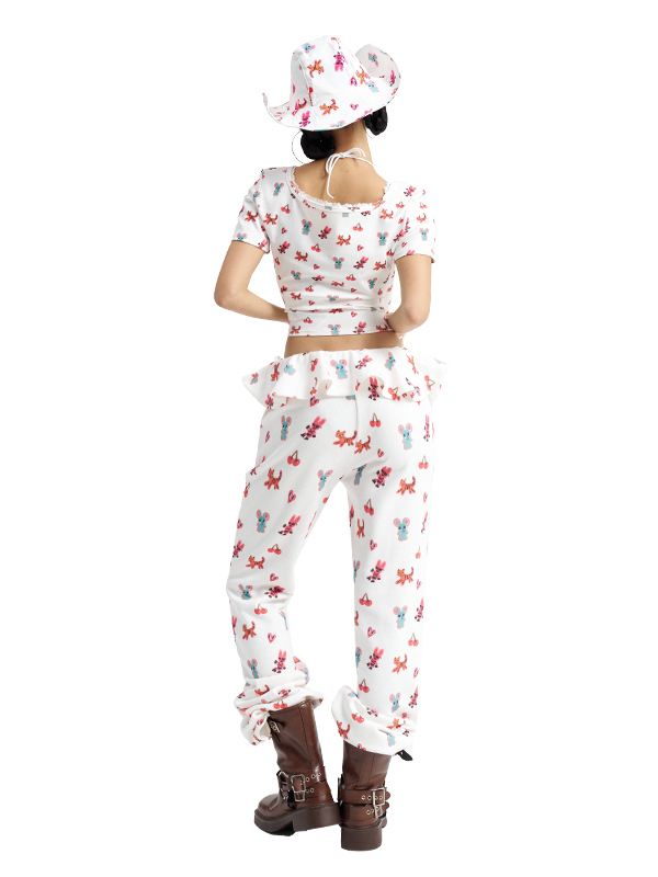 White Cherry Mouse Print U-Neck T-Shirt - Trendy Korean Style Tee, Cute Graphic Design, Perfect for Y2K Fashion Lovers White Cherry Mouse Print U-Neck T-Shirt - Trendy Korean Style Tee, Cute Graphic Design, Perfect for Y2K Fashion Lovers