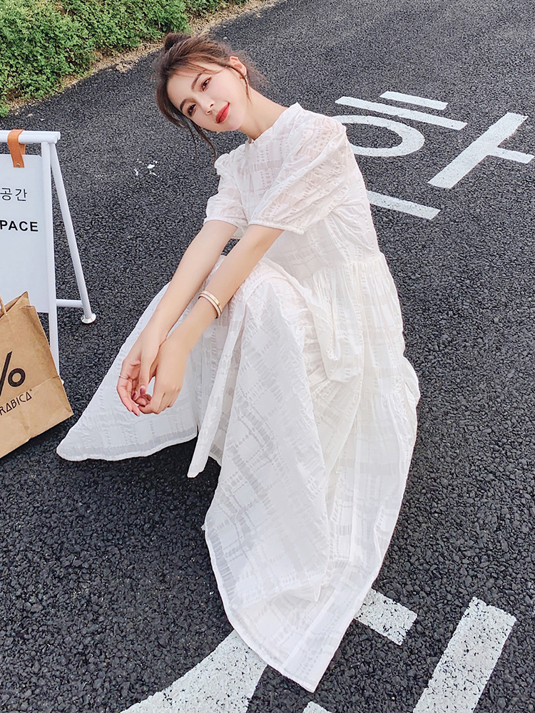 White Chiffon Dress with French Puff Sleeves for Women - Stunning Fairy Long Dress for Summer Beach Vacations 2025 White Chiffon Dress with French Puff Sleeves for Women - Stunning Fairy Long Dress for Summer Beach Vacations 2025