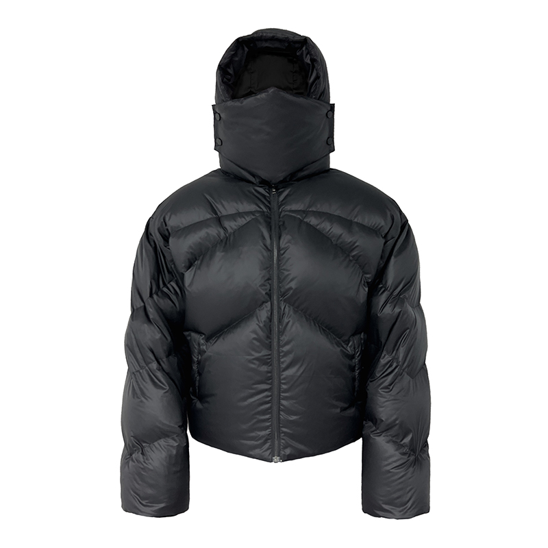 White Duck Down Knight Jacket with Detachable Mask - Stylish Winter Outerwear for Men