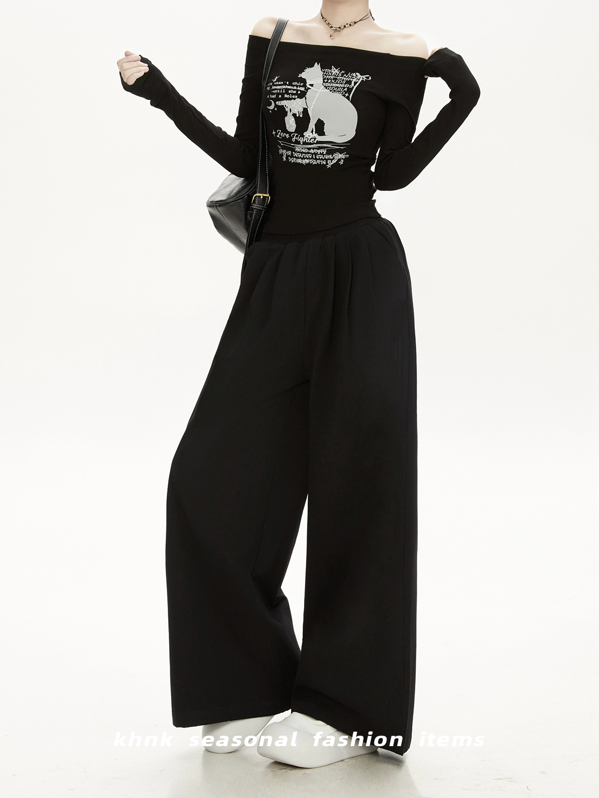 White Elastic Waist Draped Casual Pants for Women - 2025 Loose BF Style Wide-Leg Trousers, Trendy American Fashion White Elastic Waist Draped Casual Pants for Women - 2025 Loose BF Style Wide-Leg Trousers, Trendy American Fashion