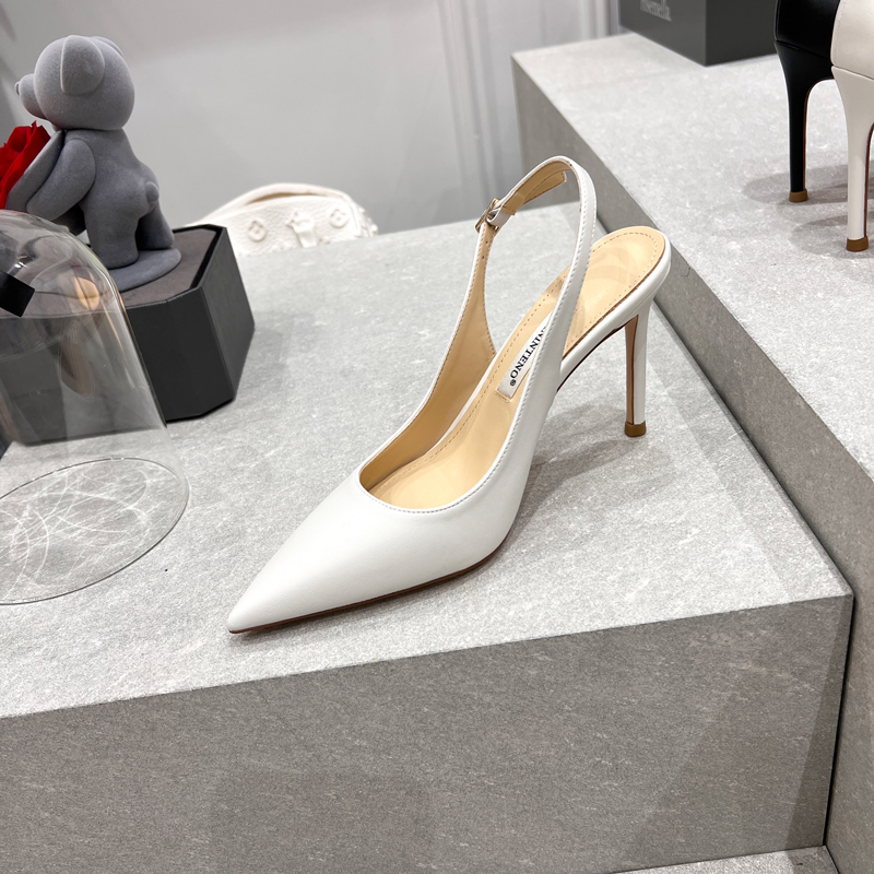 White High Heels Sandals for Women - Forest Girl Style, Pointed Toe, Thin Heel, Shallow Mouth, Y2K Fashion, Trendy Summer Footwear