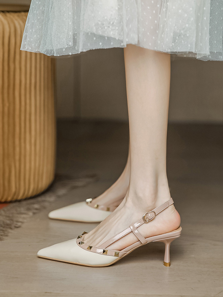 White Patent Leather Stiletto Heels for Women - Pointed Toe, French High-End Style, Summer Open-Toe Sandals, Chic Fashion Footwear White Patent Leather Stiletto Heels for Women - Pointed Toe, French High-End Style, Summer Open-Toe Sandals, Chic Fashion Footwear