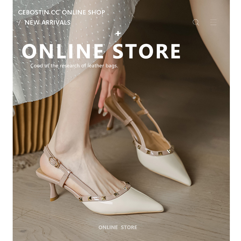 White Patent Leather Stiletto Heels for Women - Pointed Toe, French High-End Style, Summer Open-Toe Sandals, Chic Fashion Footwear