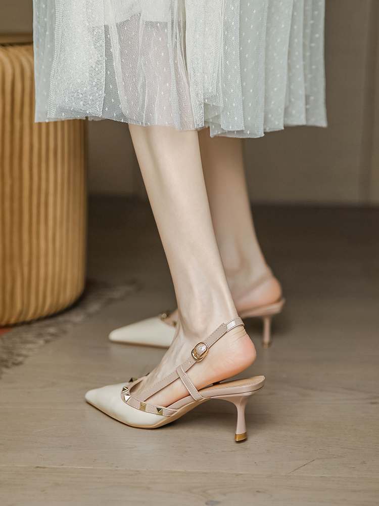 White Patent Leather Stiletto Heels for Women - Pointed Toe, French High-End Style, Summer Open-Toe Sandals, Chic Fashion Footwear White Patent Leather Stiletto Heels for Women - Pointed Toe, French High-End Style, Summer Open-Toe Sandals, Chic Fashion Footwear