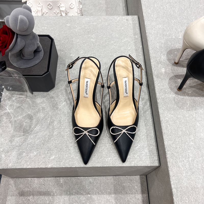 White Pointed Toe High-Heeled Hollow Sandals with One-Strap Bow - Elegant Women's Footwear for 90s and Y2K Style White Pointed Toe High-Heeled Hollow Sandals with One-Strap Bow - Elegant Women's Footwear for 90s and Y2K Style