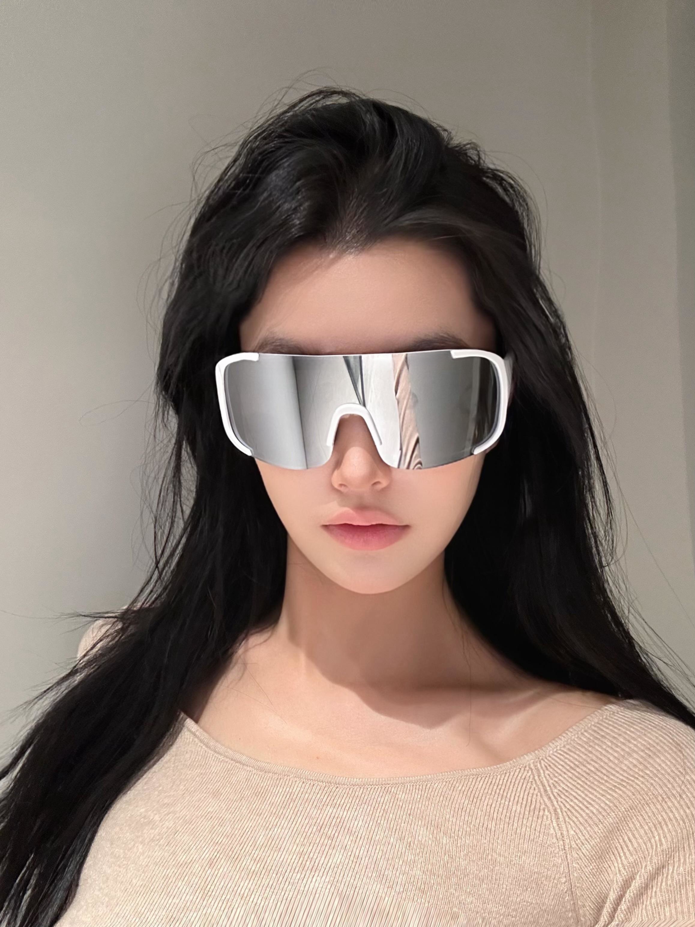 Windproof Outdoor Sports Sunglasses for Men & Women - White Frame Mercury Lens for Cycling, Mountaineering, Skiing - Square & Round Face Fit