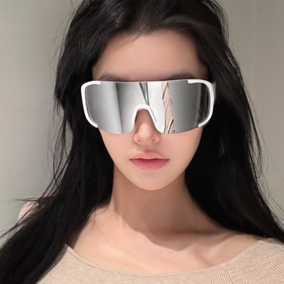 Windproof Outdoor Sports Sunglasses for Men & Women - White Frame Mercury Lens for Cycling, Mountaineering, Skiing - Square & Round Face Fit