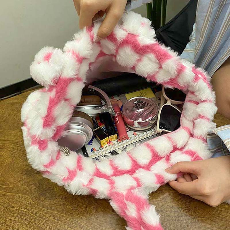 Winter Fluffy Cat Plush Tote Bag for Women, Cute Hello Kitty Commuter Shoulder Bag, Adorable Kawaii Style Winter Fluffy Cat Plush Tote Bag for Women, Cute Hello Kitty Commuter Shoulder Bag, Adorable Kawaii Style