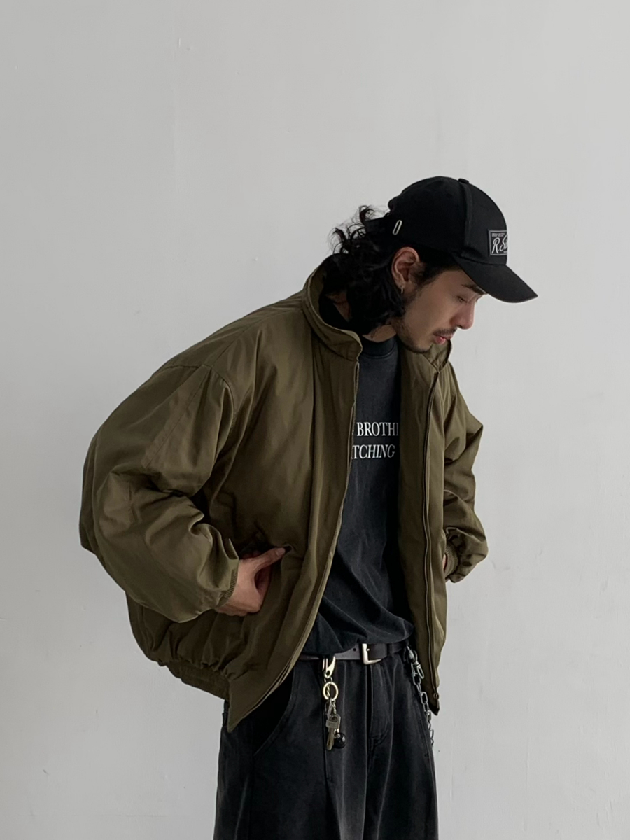 Winter Japanese Style Loose High Neck Boxy Short Cotton Jacket Unisex Vintage Thick Outerwear for Trendy Y2K Fashion