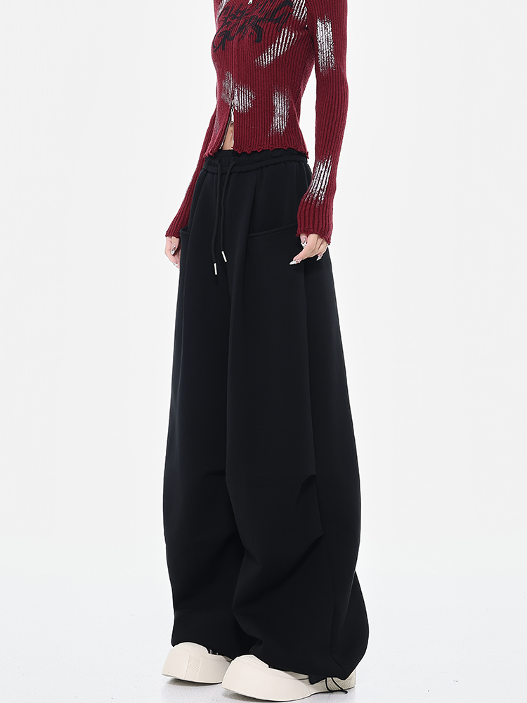 Winter Thickened Cargo Pants for Women, Tall Long Wide-Leg Sports Pants, Comfortable Outdoor Activewear, Trendy Street Style Winter Thickened Cargo Pants for Women, Tall Long Wide-Leg Sports Pants, Comfortable Outdoor Activewear, Trendy Street Style