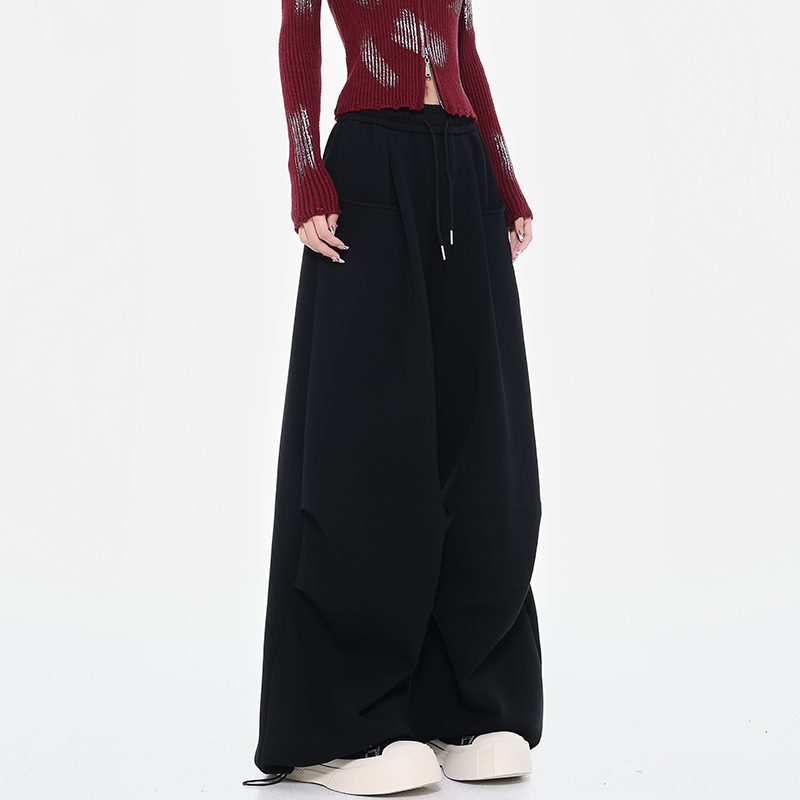 Winter Thickened Cargo Pants for Women, Tall Long Wide-Leg Sports Pants, Comfortable Outdoor Activewear, Trendy Street Style