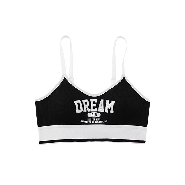 Wireless Dance Sports Bra for Women with Chest Pads, Shockproof Design, Gathered Style, Beautiful Back, Lettered Fitness Top