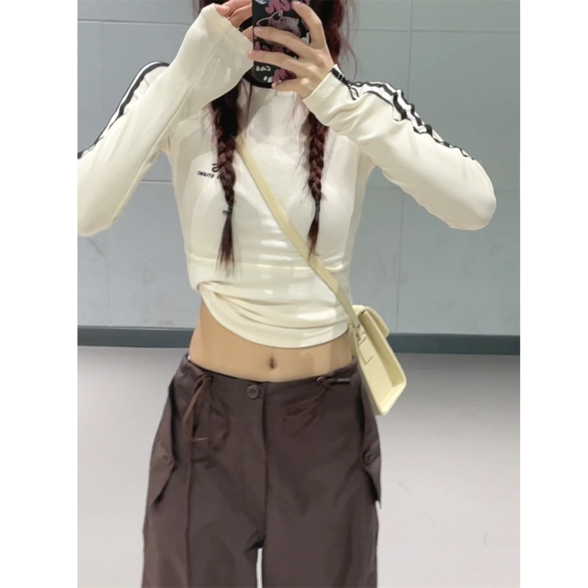 Women's American Retro Coffee Color Quick-Dry Loose Dance Pants with Tapered Cuffs - Stylish Cargo Work Pants Women's American Retro Coffee Color Quick-Dry Loose Dance Pants with Tapered Cuffs - Stylish Cargo Work Pants