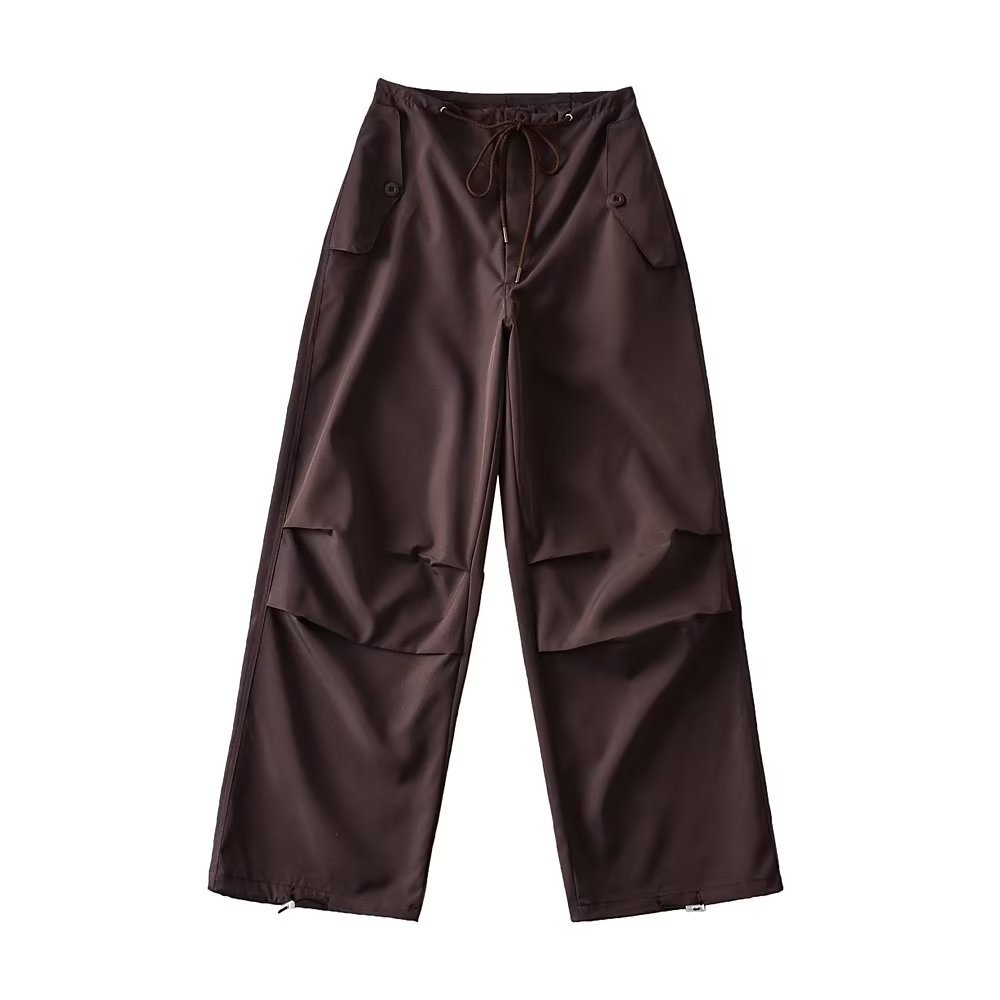 Women's American Retro Coffee Color Quick-Dry Loose Dance Pants with Tapered Cuffs - Stylish Cargo Work Pants Women's American Retro Coffee Color Quick-Dry Loose Dance Pants with Tapered Cuffs - Stylish Cargo Work Pants