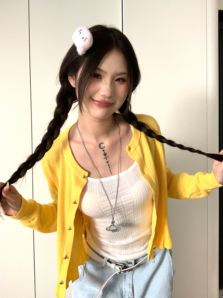 Women’s American Retro Ruffled Lace Knitted Cardigan - Loose Casual Long Sleeve Round Neck Top for Spring Fashion Women’s American Retro Ruffled Lace Knitted Cardigan - Loose Casual Long Sleeve Round Neck Top for Spring Fashion