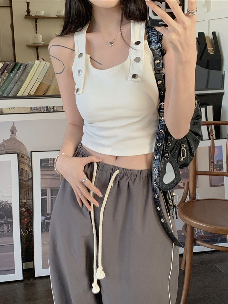 Women's American-Style Sweet and Spicy Dance Tank Top with Chest Pads, Sexy Jazz Dance Outfit for Music Festivals