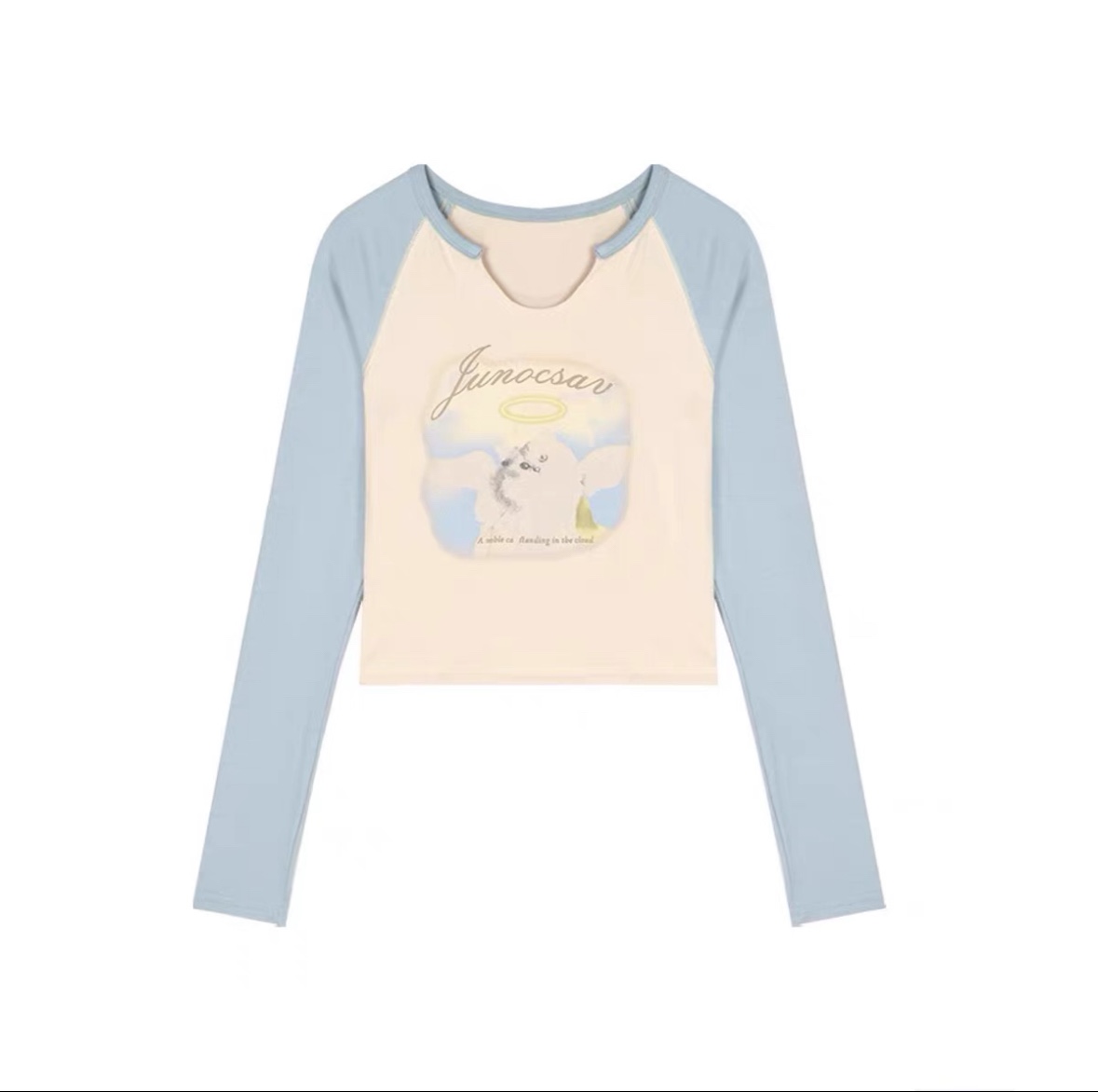 Women's Blue Cat Short Top with Baby Blue Jogger Casual Pants - Jazz Dance Outfit for Comfortable Style