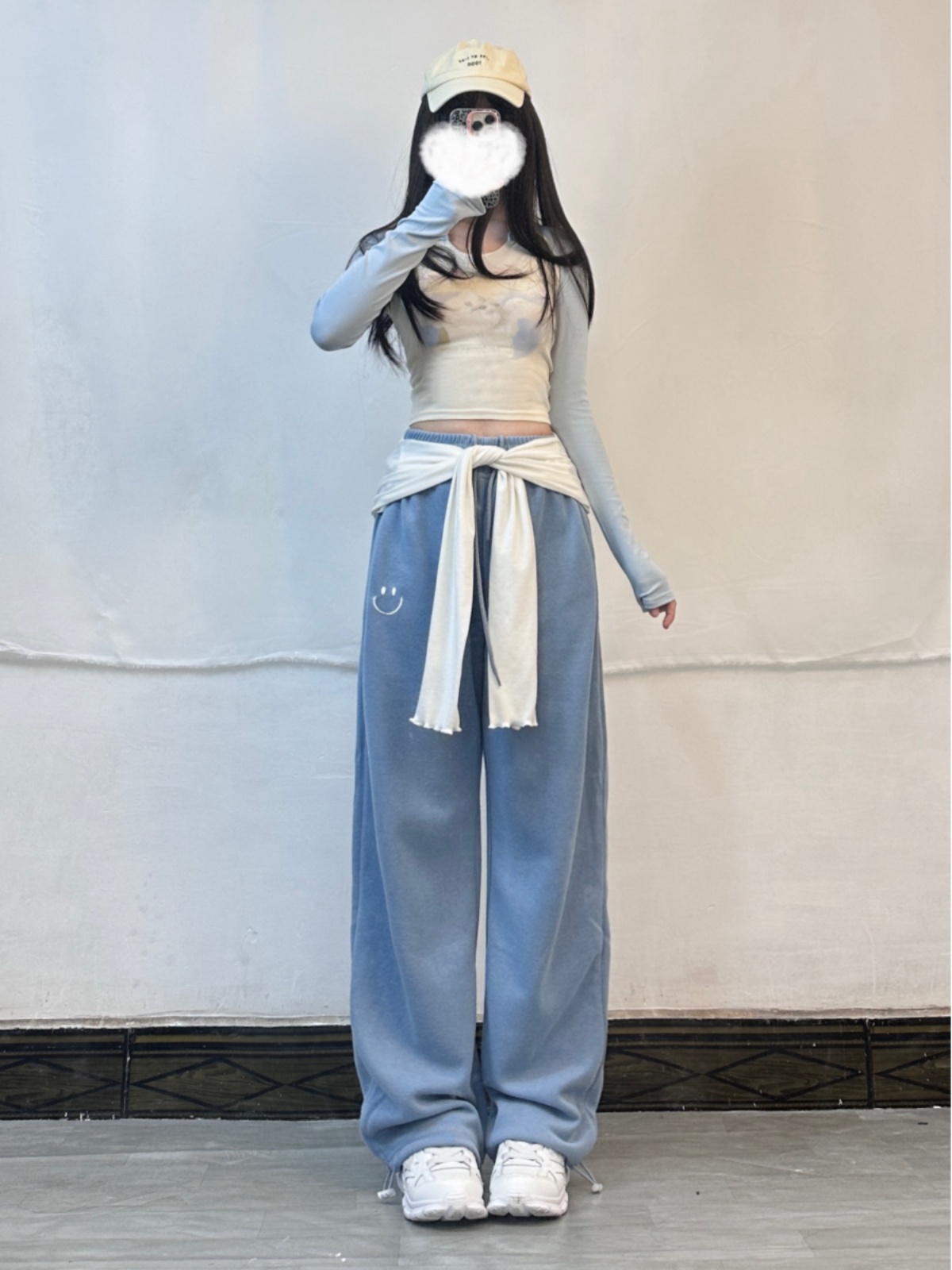 Women's Blue Cat Short Top with Baby Blue Jogger Casual Pants - Jazz Dance Outfit for Comfortable Style Women's Blue Cat Short Top with Baby Blue Jogger Casual Pants - Jazz Dance Outfit for Comfortable Style