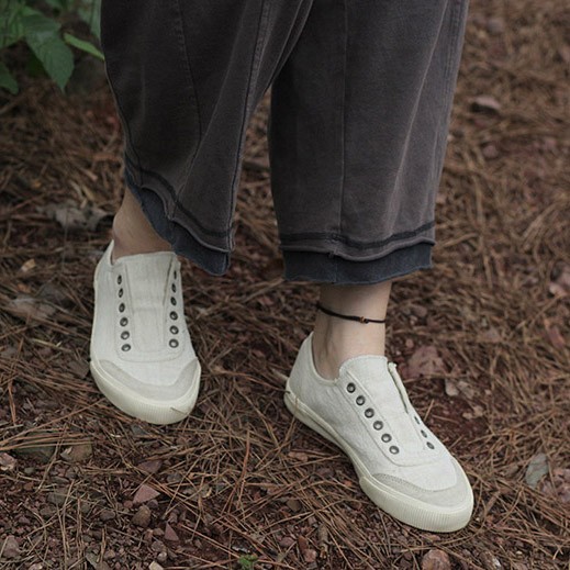 Women's Breathable Canvas Slip-On Shoes, Casual Flat Little White Shoes, 2025 New Style, Comfy Everyday Footwear