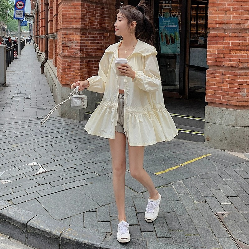 Women's Breathable Hooded Sun Protection Jacket - Stylish Mid-Length Windbreaker for Summer 2025, Skin-Friendly and Lightweight Women's Breathable Hooded Sun Protection Jacket - Stylish Mid-Length Windbreaker for Summer 2025, Skin-Friendly and Lightweight